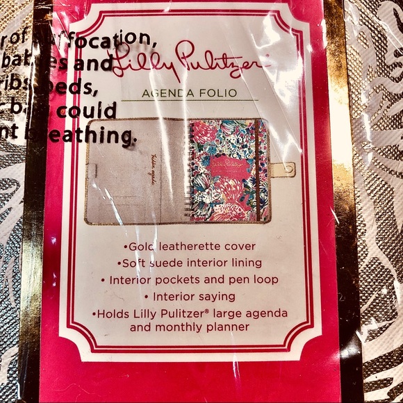 Lilly Pulitzer Agenda Cover NWT Palms Gold - Picture 9 of 11